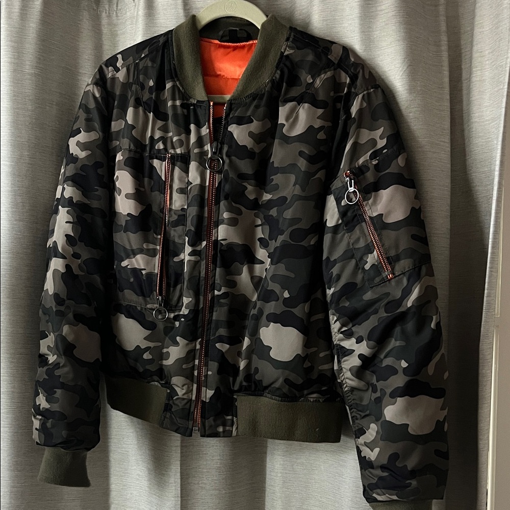 Topshop Camouflage Bomber Jacket